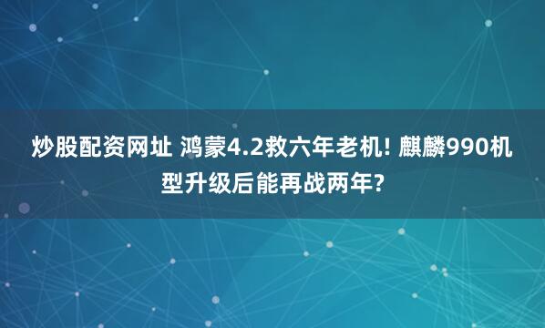 炒股配资网址 鸿蒙4.2救六年老机! 麒麟990机型升级后能再战两年?